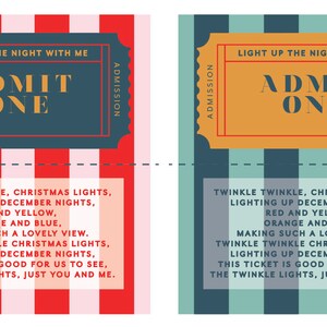 Christmas Holiday Lights Ticket Printable, Christmas Event Ticket ...