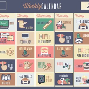 Planificateur quotidien pour enfants, calendrier imprimable, planificateur d&#39;école à la maison imprimable, calendrier hebdomadaire, calendrier pour enfants, calendrier quotidien pour enfants, agenda hebdomadaire