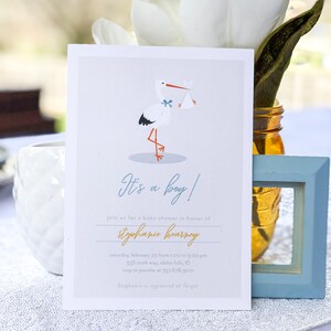 Stork Baby Shower Invitation, Stork Invitation, Baby Shower Invite, Shower Invitation, Stork Theme Party