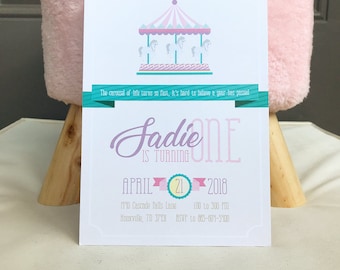 Invitación al carrusel, Cumpleaños del carrusel, Fiesta del carrusel, Invitación al carrusel, Invitaciones al carrusel, Baby Shower, Circo, Fiesta de Carnaval