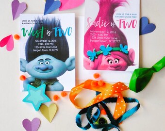 Trolls Birthday, Trolls Invitation, Trolls birthday invitation, Trolls birthday party, Branch birthday, Boy Birthday Instant Download