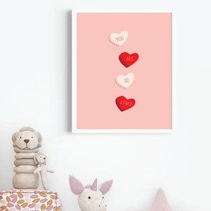 Candy Hearts Wall Art Printable, Conversation Hearts Printable, Valentines Day Printable, Kids Valentines Decor, Galentine's Decor