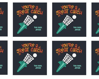 Kids Classroom Valentines, Non Candy Valentines, Printable, Great Catch Valentines, Digital Valentines, Classroom Valentines