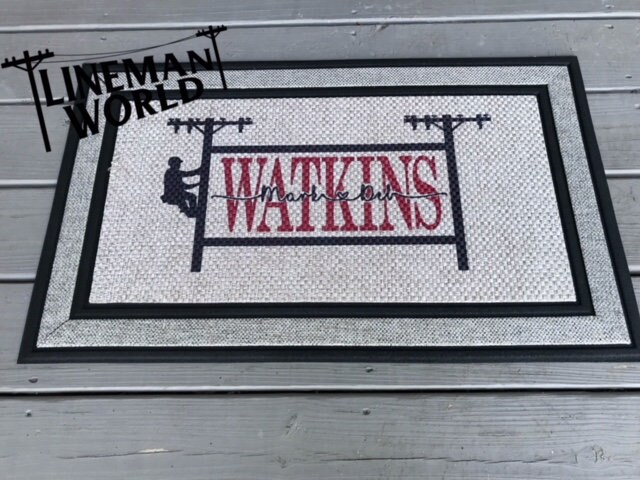 Lineman Electric Pole Climber Coir Doormat Door Mat Housewarming Gift Newlywed Gift Wedding Gift New Home