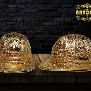 Custom Brass Hammered Hard Hats Hand Carved Helmet
