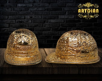 Casque de protection personnalisé en laiton martelé, sculpté à la main