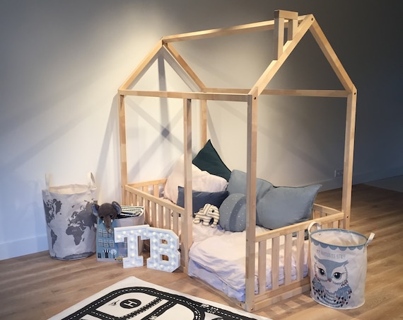 Durable Birch Hardwood BED Children bed FULL/ DOUBLE size, Toddler bed, House frame bed,Montessori play tent, Home bed, Nursery crib Teepee