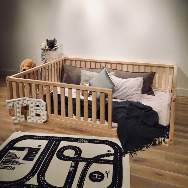 Elegant Full Size Montessori Bed Frame for Toddler, 53x75, Kindermöbel, FSC-certified wood