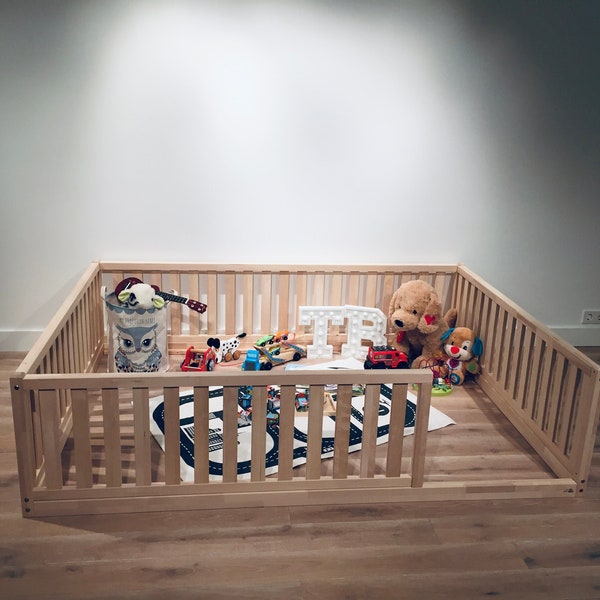 Handmade Montessori bed | toddler bed | Natural Wood finish | custom size selection | TeoBeds