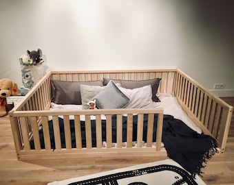 FULL SIZE BED 53''x75'' Montessori bed, 53''x75'' Teo Beds, playpen, floor bed, frame baby playpen, toddler floor bed, frame platform bed.