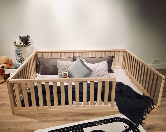 Birch Hardwood BED FULL / DOUBLE Montessori toddler Frame bed Wood Kids Baby bed Nursery bed Platform bed Children furniture, bed frame