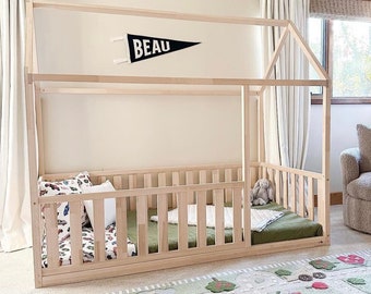 Custom Size Kids Bed | Handcrafted Montessori Floor Bed | Crib to King Selection, Teo Beds FSC-certified Wood