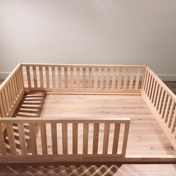 Handmade Montessori bed | toddler bed | Natural Wood finish | custom size selection | TeoBeds