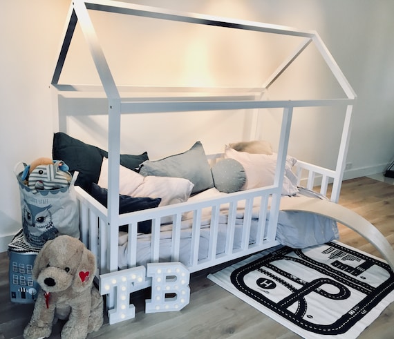 Toddler bed, play house bed frame, children bed, bunk bed, home bed, wood house, floor bed, teepee bed, wooden bed, wood house