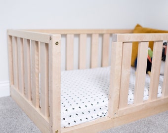 Cadre de lit Montessori en bois, Lit d'enfant fabriqué à la main | Lit simple américain pour tout-petit, lit ludique pour enfants