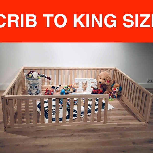 Handmade Montessori bed | Toddler Montessori area | Montessori bed | floor bed | Natural wood finish | Custom size selection | TeoBeds