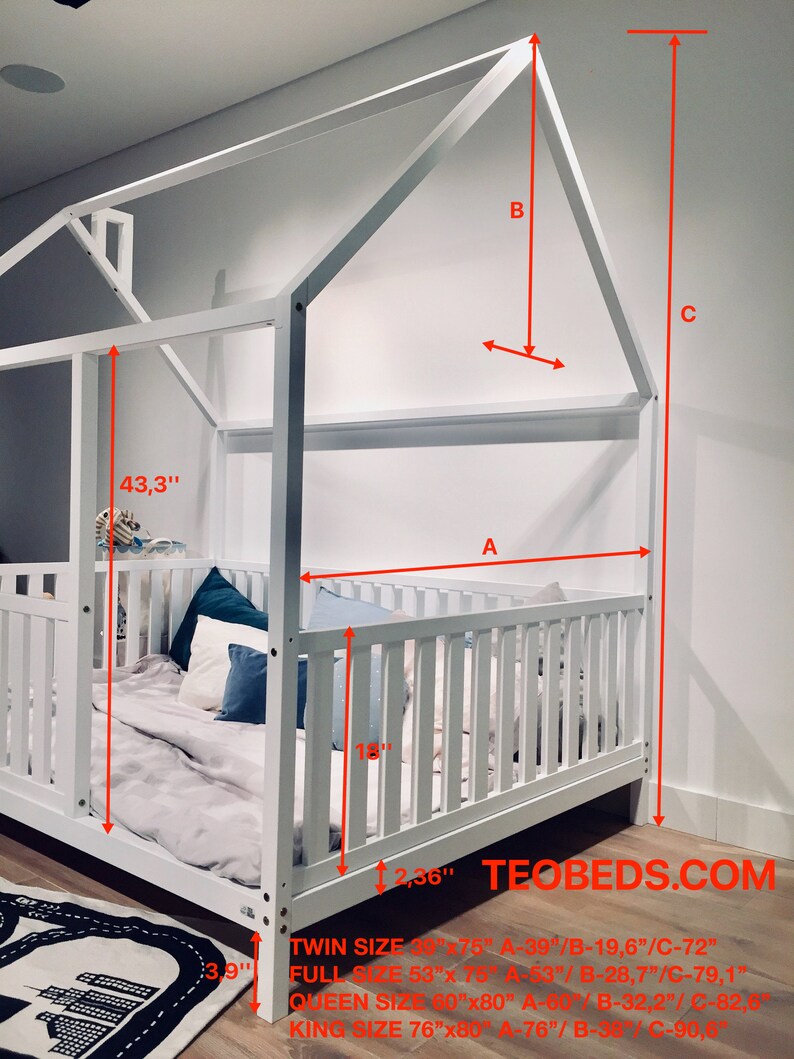 QUEEN Size Toddler bed 60x80 Teo Beds' Etsy