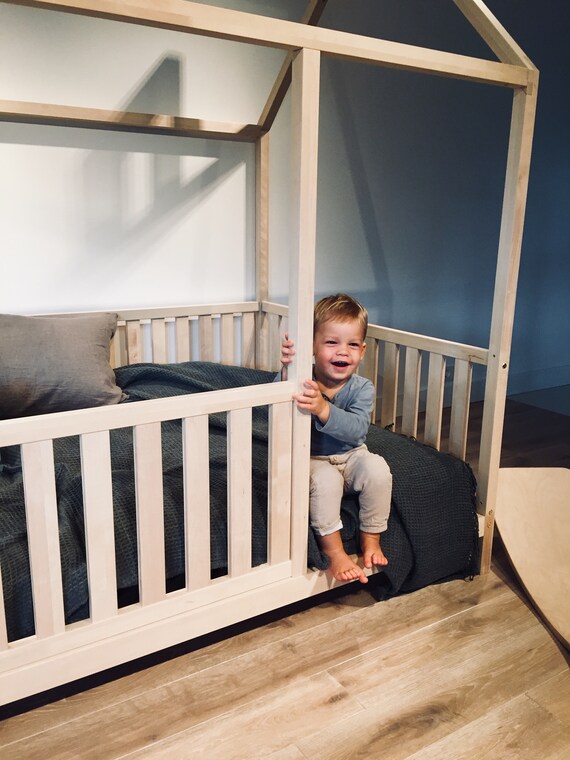 Durable Birch Hardwood BED US Full Size 53x74" Montessori House bed house Wood house Baby bed Nursery bed Platform bed Children furniture