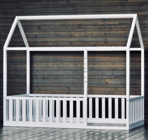 EXPRESS SHIPPING 53x75" (Ready to go in 24h!) Toddler bed House shaped bed Nursery wood house bed home