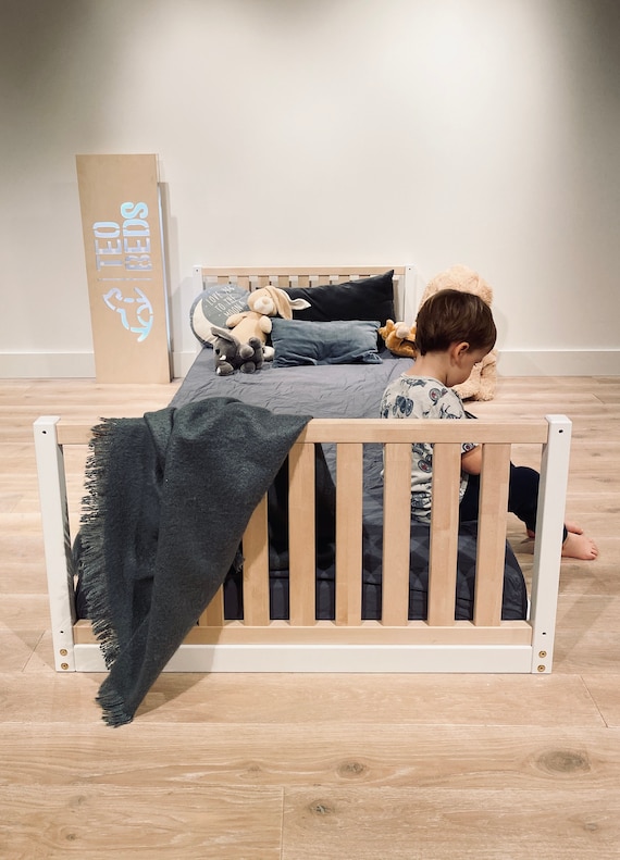 US Twin size 39x75 Toddler bed Play bed frame Children bed Bunk bed Wood Floor bed Wooden bed Wood Montessori bed Gift, Bed frame