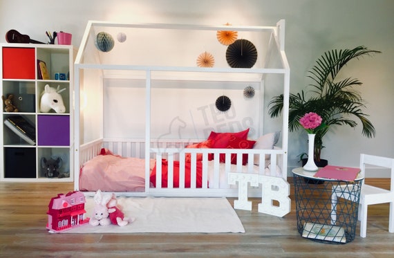 Birch Hardwood BED Children bed, Toddler bed, Baby toy, House frame bed, Baby bed, Montessori play tent, Home bed, Nursery crib Teepee
