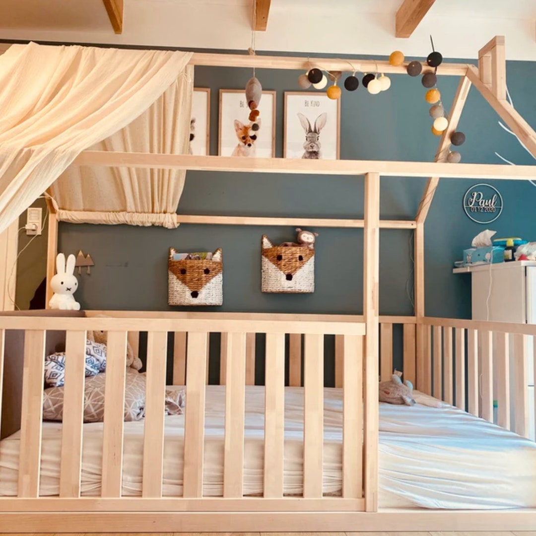 KING SIZE 76''x80'' Hardwood KING Size 76x80 Bed With Side Rails Teo Beds Etsy