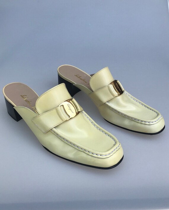 90s yellow Ferragamo mules
