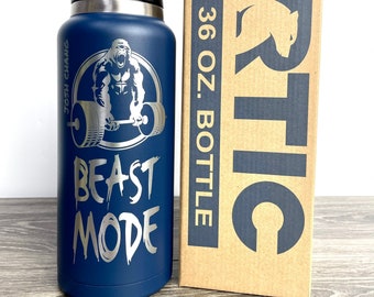 36 oz RTIC Water Bottle Hydro Flask Stainless Steel Double Walled Athletic Bottle Laser Engraved