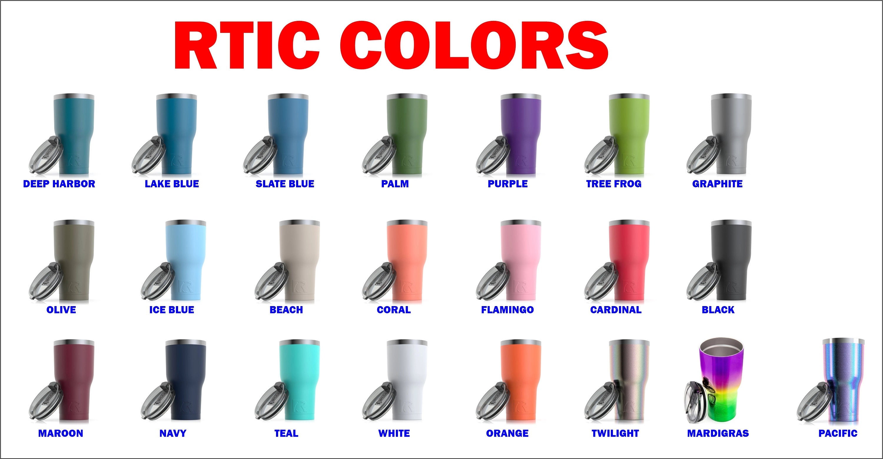 RTIC 20 Oz Matte Finish Color Tumblers Custom Laser Engraved 