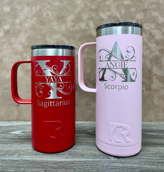 RTIC 20 Oz Travel Cup Coffee Mug Laser Engraved Monogram Coffee