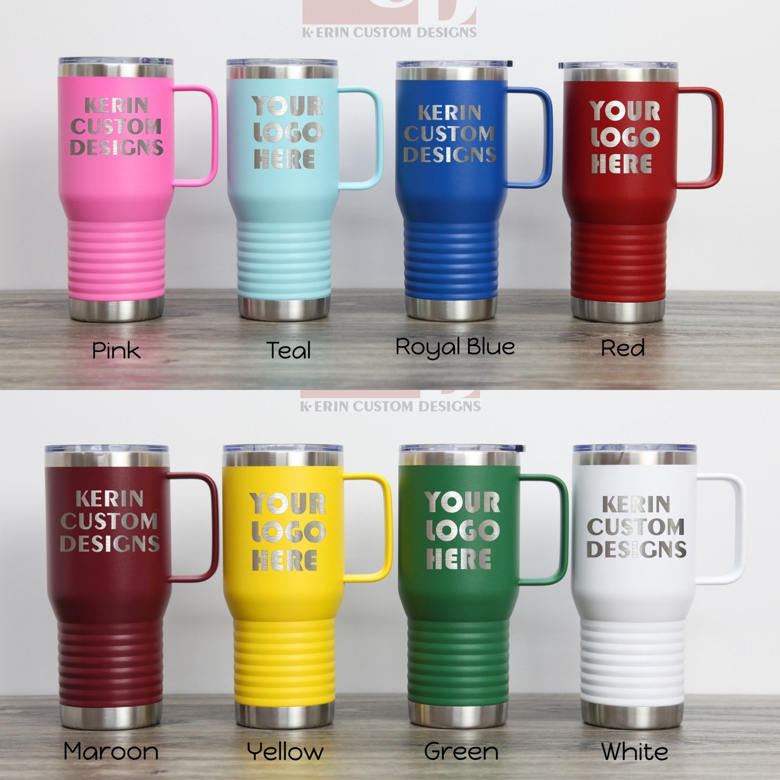 20 Oz. Personalized Travel Mug Vacuum Insulated Handle Mug Etsy