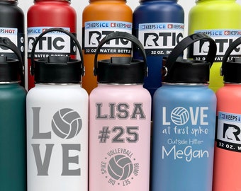 RTIC 32 oz Water Bottle Flask Personalized Laser Engraved Volleyball or Sports Themed or any Logo Custom Engraving
