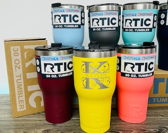 30 Oz. RTIC TUMBLER Personalized with Laser Engraved Name Phrase or Custom Design - Bridesmaid Gift Newest Colors, Matte not Glossy