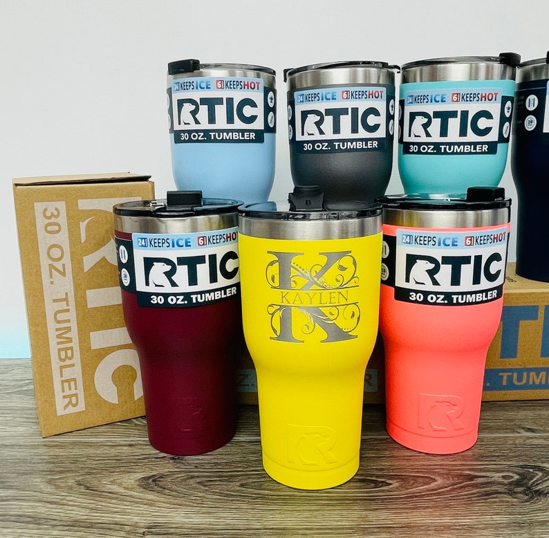 30 Oz. RTIC TUMBLER Personalized with Laser Engraved Name Phrase or Custom Design Bridesmaid Gift Newest Colors, Matte not Glossy image 1