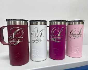 RTIC 16 oz Travel Cup - Coffee Mug - Laser Engraved - Monogram Coffee Cup - Personalized Coffee Mug