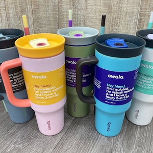OWALA 40oz Freesip Tumbler with straw - Custom Laser Engraved - Double insulated / Stainless Steel - Sports Drinkware - Personalized