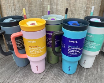 OWALA 40oz Freesip Tumbler with straw - Custom Laser Engraved - Double insulated / Stainless Steel - Sports Drinkware - Personalized