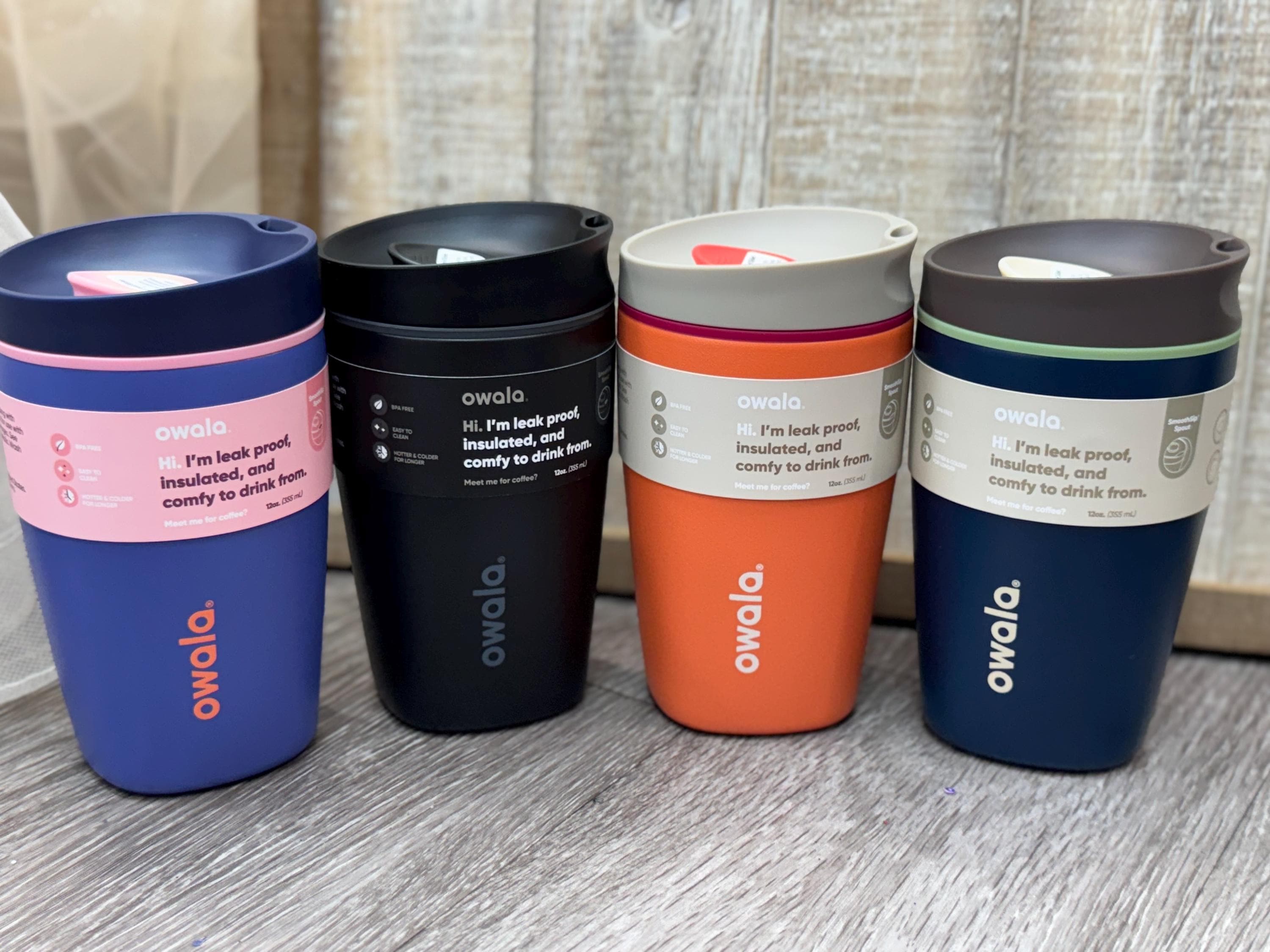 OWALA 12oz Smoothsip SLIDER Coffee Cup - Custom Laser Engraved