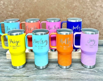20 oz. Personalized Travel Mug - Vacuum Insulated Handle Mug with Slider Lid - Custom Laser Engraved - Polar Camel - Hot and Cold Drinks