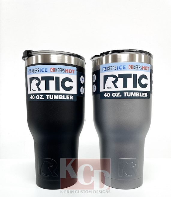 RTIC 40oz Tumbler, Black, Matte, Stainless Steel & Vacuum Insulated, Flip-Top Lid