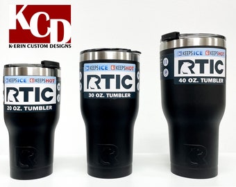 40 Oz. RTIC TUMBLER Personalized With Laser Engraved Name Phrase or Custom  Design Available in Black, Navy, or Graphite 