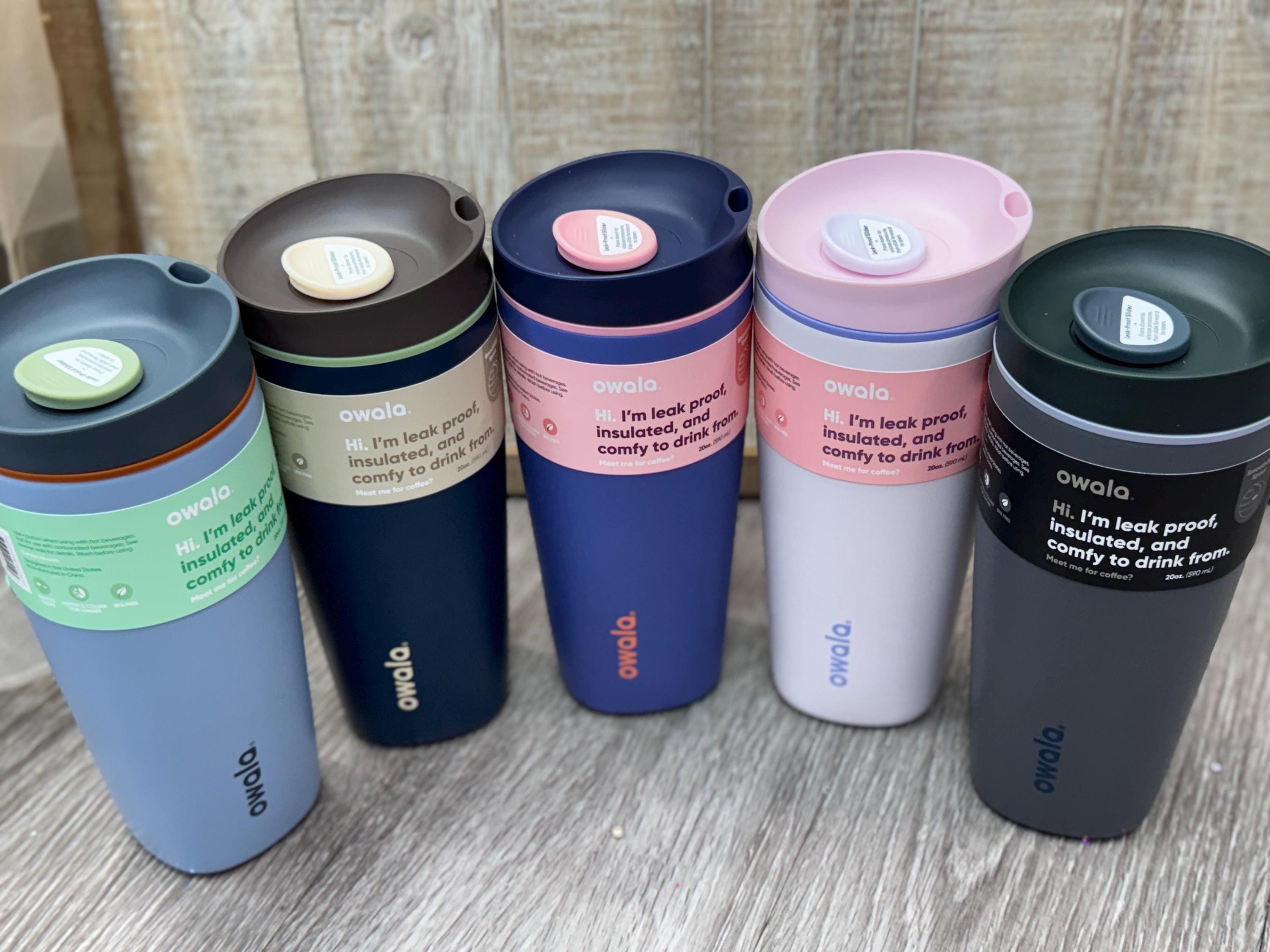 OWALA 20oz Smoothsip SLIDER Coffee Cup - Custom Laser Engraved - Double insulated / Stainless Steel - Coffee cups with leak proof Slider