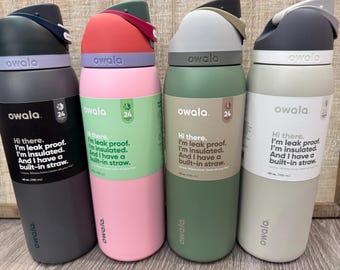 OWALA 40oz Freesip Bottle - Custom Laser Engraved - Double insulated / Stainless Steel - Sports Bottles - Personalized