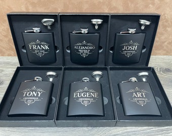 Engraved Flask - Personalized - Laser Engraved Groomsman Flask with Funnel Gift Box Wedding Groom - Husband - Boyfriend Gift