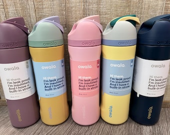 OWALA 24oz Freesip Bottle - Custom Laser Engraved - Double insulated / Stainless Steel - Sports Bottles - Personalized