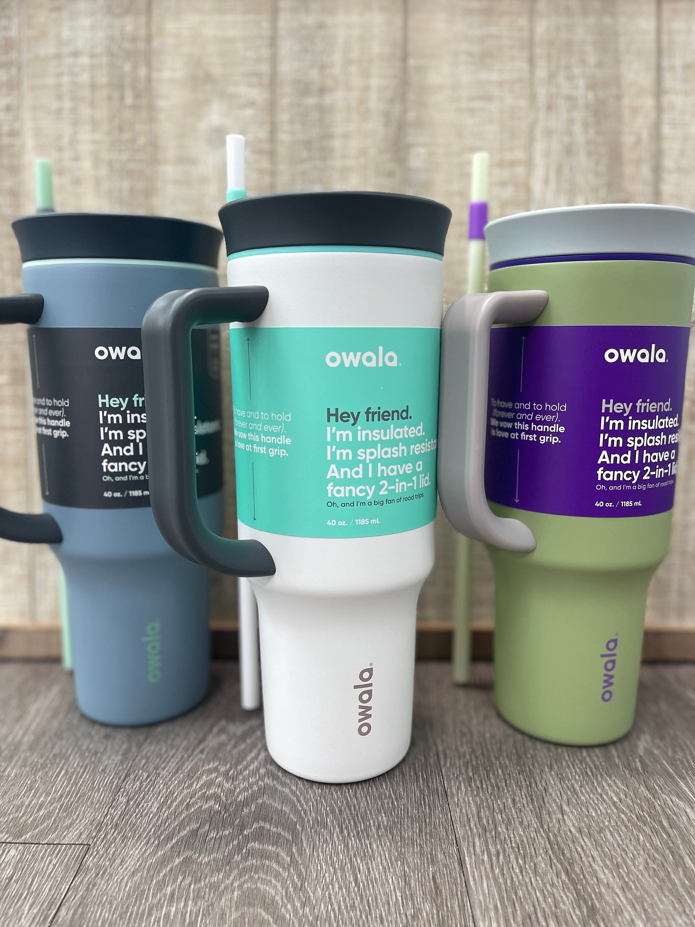 OWALA 40oz Freesip Tumbler With Straw Custom Laser Engraved Double