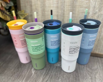 OWALA 24oz Freesip Tumbler with straw - Custom Laser Engraved - Double insulated / Stainless Steel - Sports Drinkware - Personalized