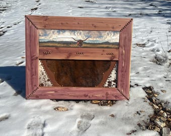 Marco de pared de cedro de piel de vaca de cuernos largos del Muro Occidental