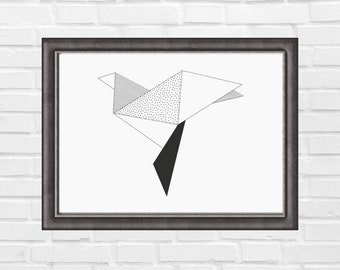 ORIGAMI POSTER DOVE/Origami papier print/afdrukbare origami/origami kunst aan de muur/minimale poster/geometrische poster/digitale download print