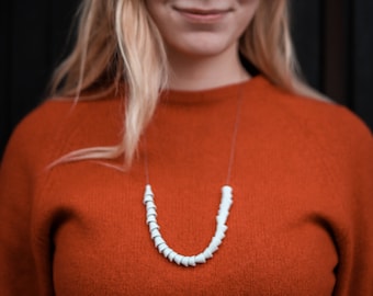 PORCELAIN NECKLACE TUBES/Porcelain tubes/Tubec necklace/Minimalistic necklace/Long necklace/Necklace white